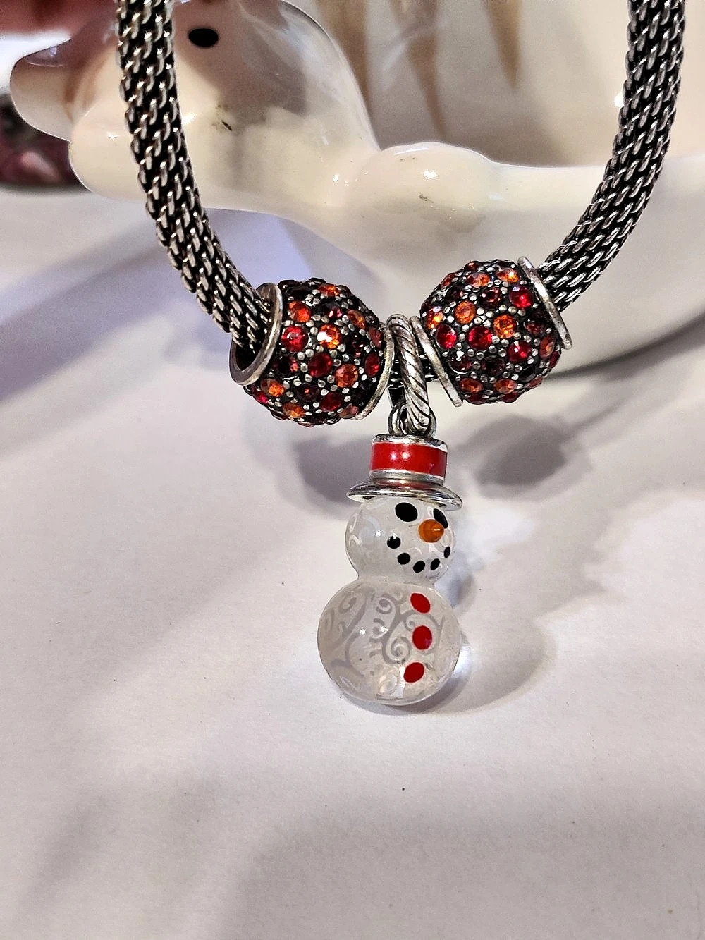 Brighton Holiday Snowman Charm Bracelet Silver & Red